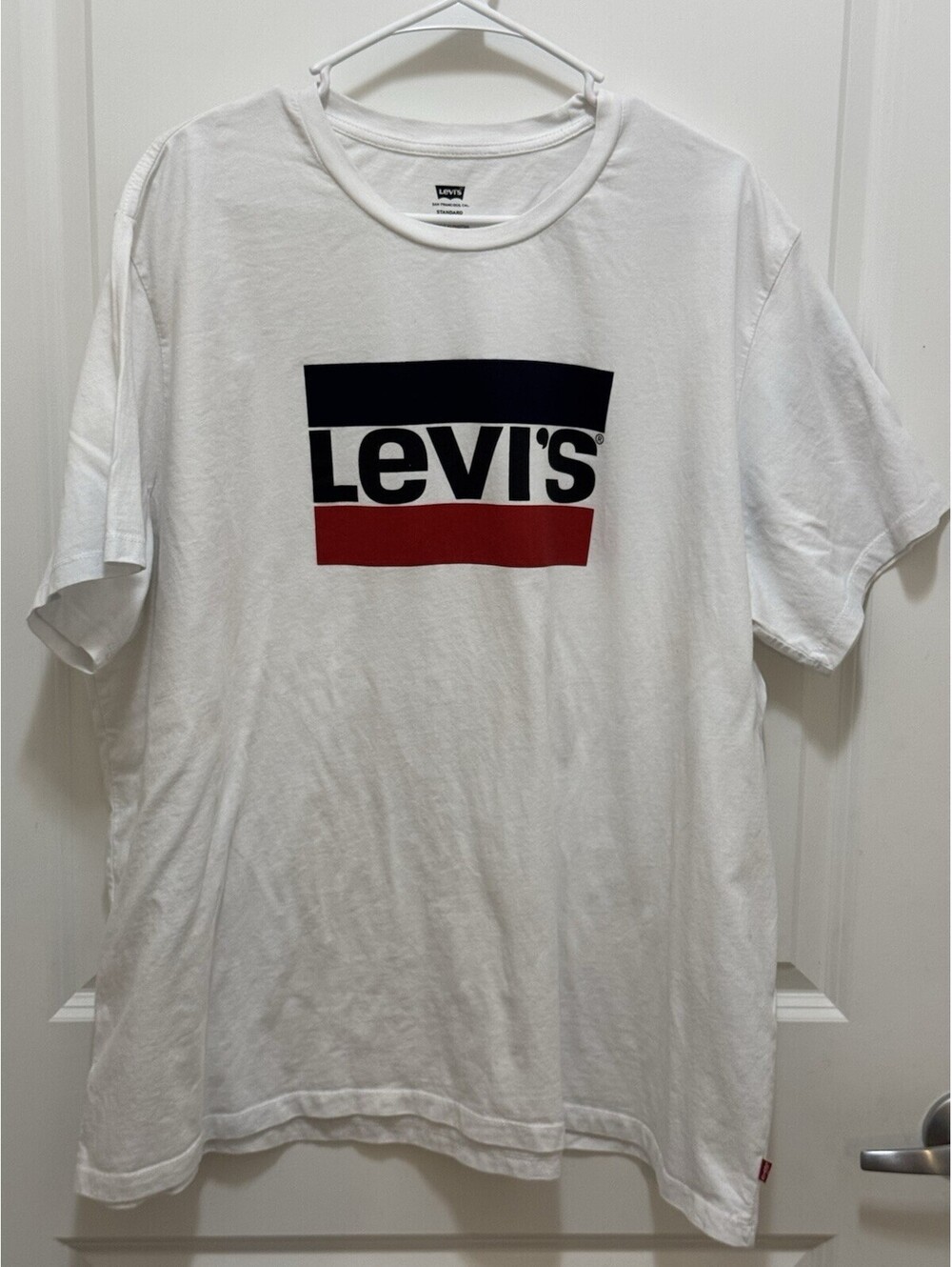 Levi’s T Shirt Mens 3XL XXXL White Red Navy Colorblock Logo Short Sleeve Tee